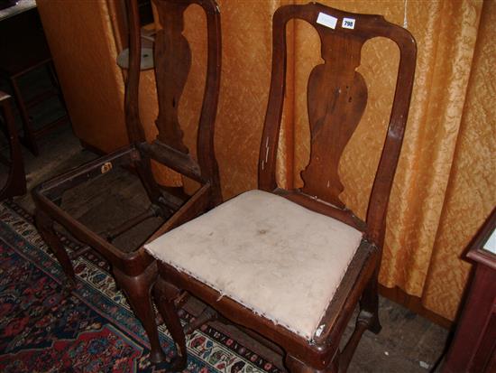 Pair George I walnut dining chairs